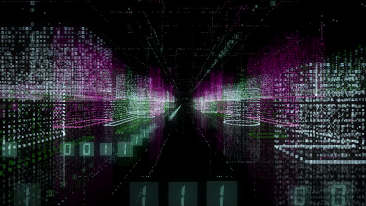 holograma abstracto de bucle sin costuras ciudad inteligente en 3d