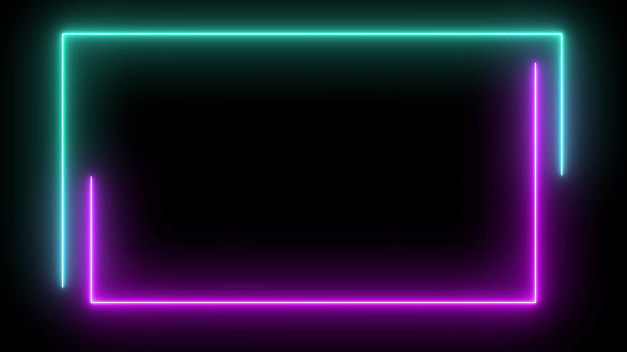 marco de neón de luz abstracta en fondo negro. espectáculo de láser animación en bucle. video 4k