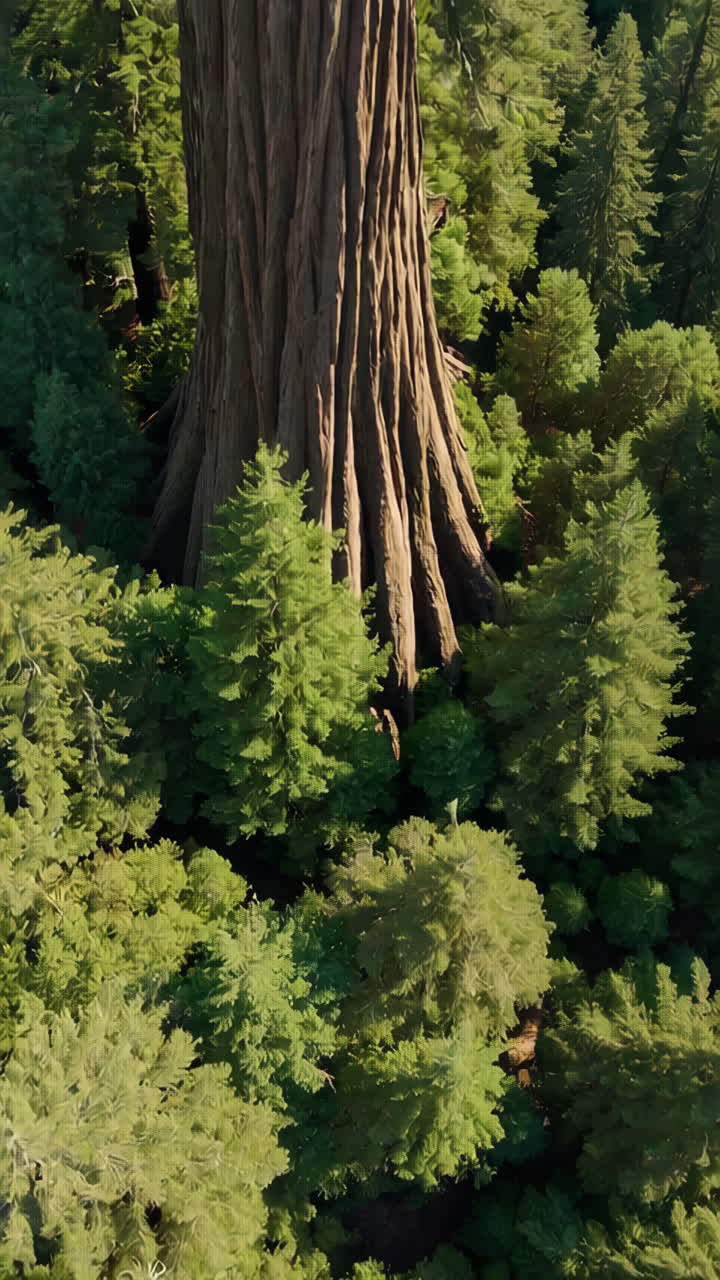 Tronco di sequoia gigante in una foresta lussureggiante