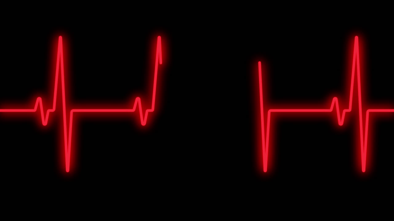 Linea rossa dell'ECG del battito cardiaco su sfondo nero