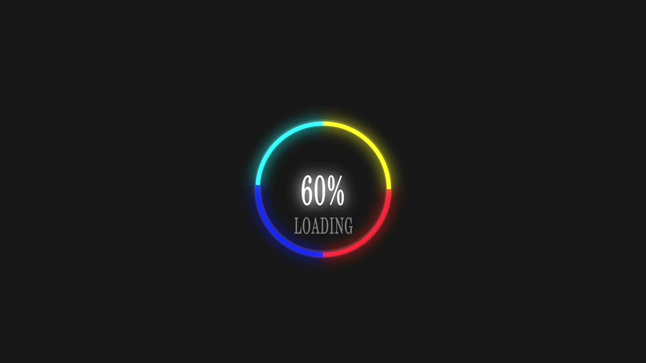 video 4k. carga en color barra de círculo en pantalla negra. descarga - de 0 a 100%
