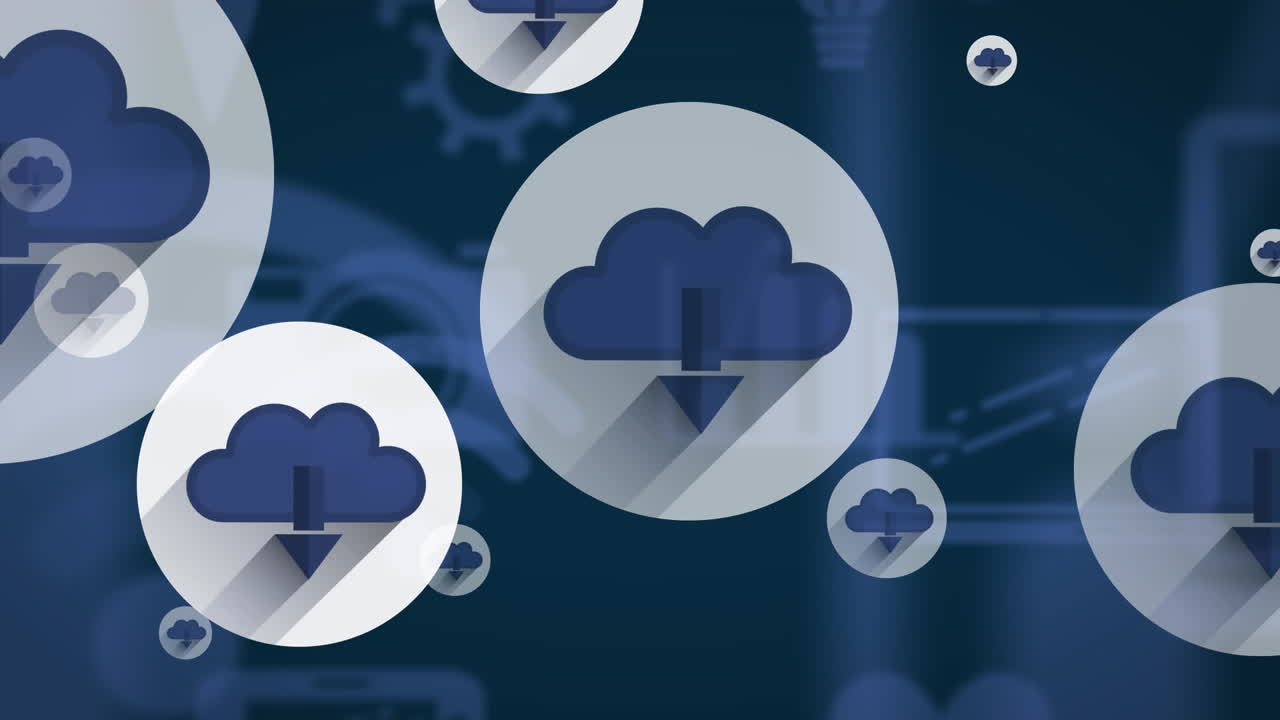 파란색 배경에 있는 미디어 아이콘의 애니메이션