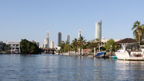 daytime progression of a waterfront cityscape view