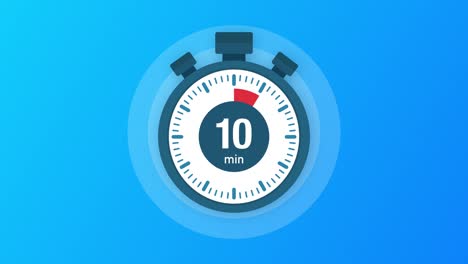 the 10 minutes, stopwatch icon. stopwatch icon in flat style, timer on on color background. motion graphics.