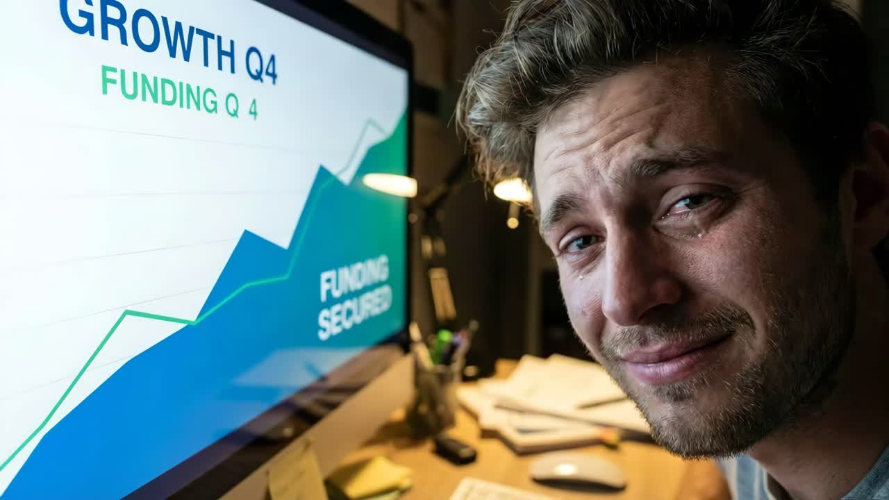 Stressed Businessman Looking at Financial Chart