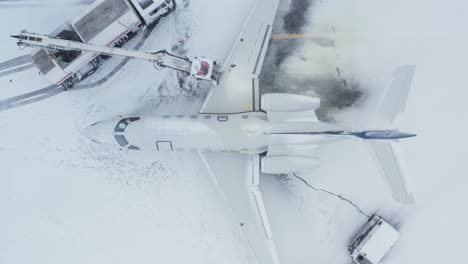 deicing hose spraying anti-icing chemicals on exterior of private business plane