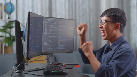 happy programmer celebrating success