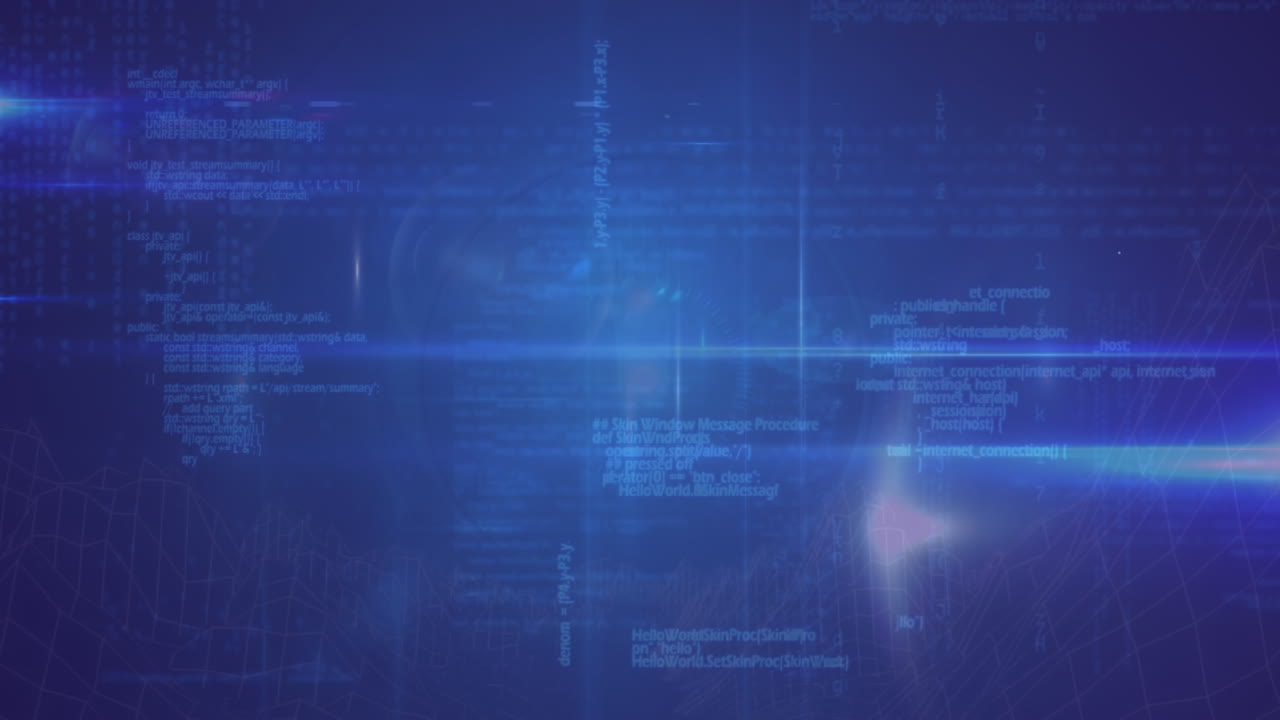 animación de la red de conexiones con iconos sobre el procesamiento de datos