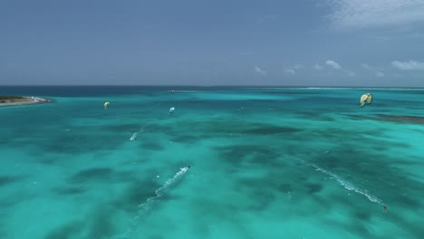 kitesurfing in the stunning destination of cayo de agua in the caribbean sea