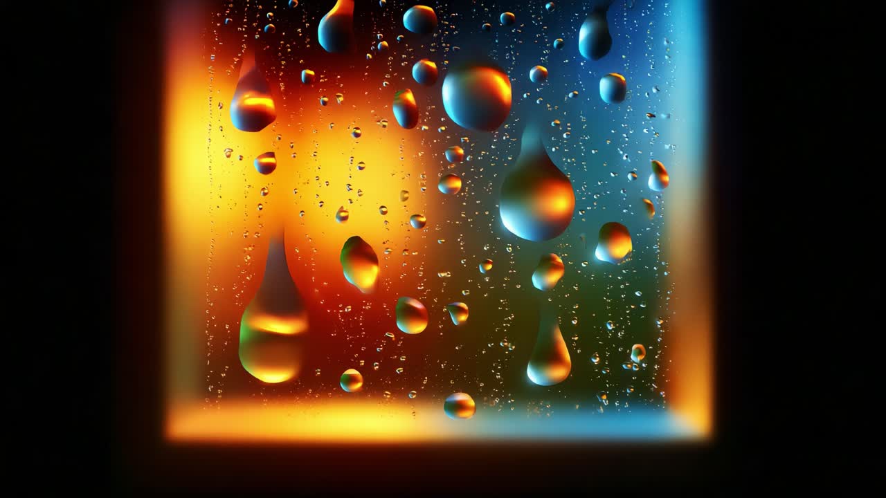 Captivating View Through a Colorful Window with Raindrops: A Journey of Light and Texture, Showcasing the Blend of Colors and Raindrop Patterns in an Artistic Display