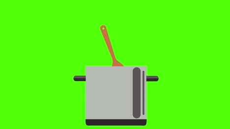 saucepan animation on green screen chroma key, flat design element