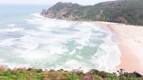 aerial view tilt of the beach, the sea of phú yên.