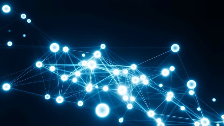 Glowing Blue Dots Connecting in an Abstract Digital Network