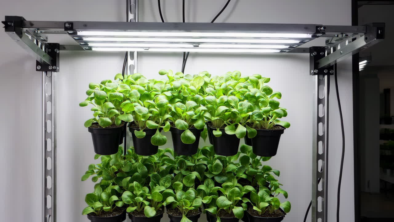 Vertical Farming System with LED Grow Lights