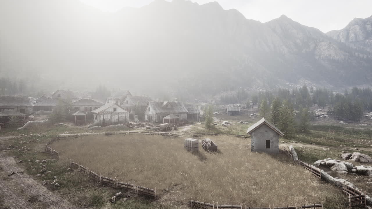 스위스 산 마을 의 공중 전망