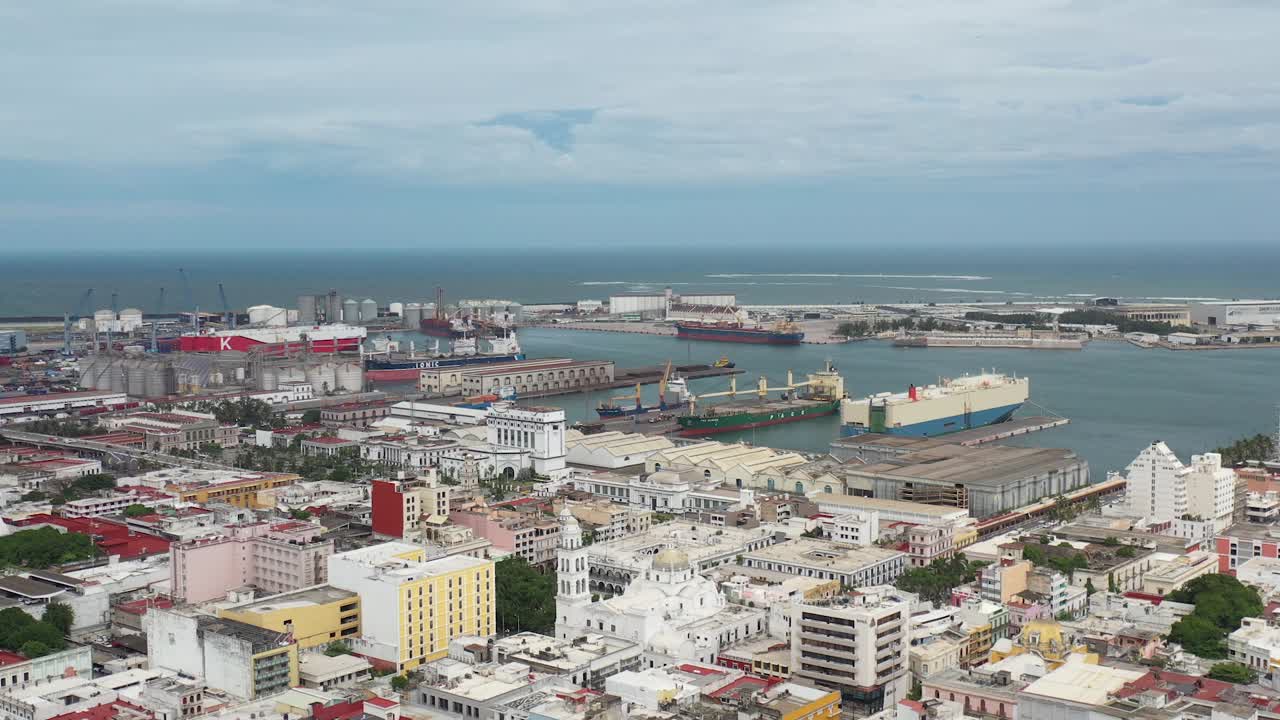 Aerial Overlooking the historic downtown of Veracruz, Mexico, this vista captures the vibrant port's synergy of commerce and culture