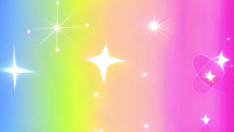 rainbow gradient background with sparkling stars