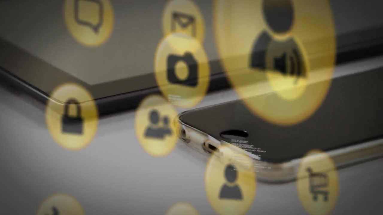 animación de iconos de medios en tabletas y teléfonos inteligentes