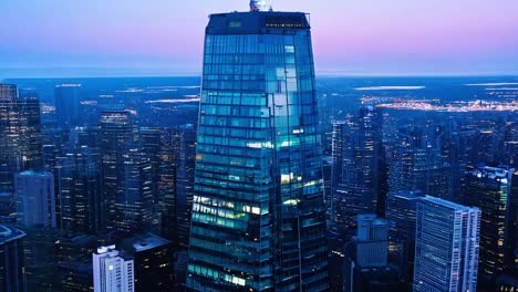 aerial view of a city skyline at night