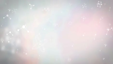 animación de moléculas blancas flotando en un fondo brillante
