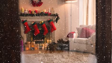 Falling-snow-with-Christmas-home