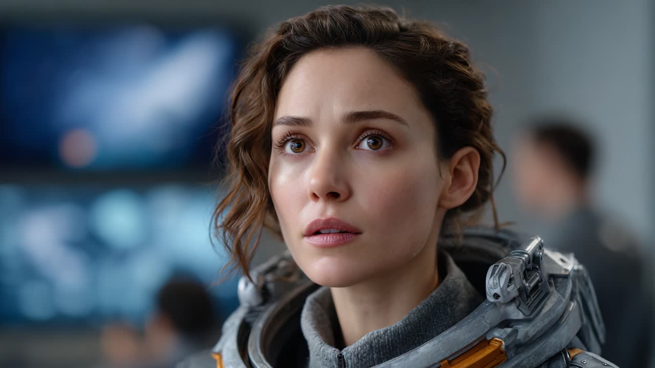 A Pensive Astronaut in Command: Capturing a Moment of Uncertainty Amidst the Wonders of Space Exploration and Technological Advancements