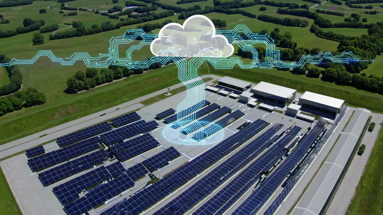 centro de datos alimentado por energía solar con integración en la nube