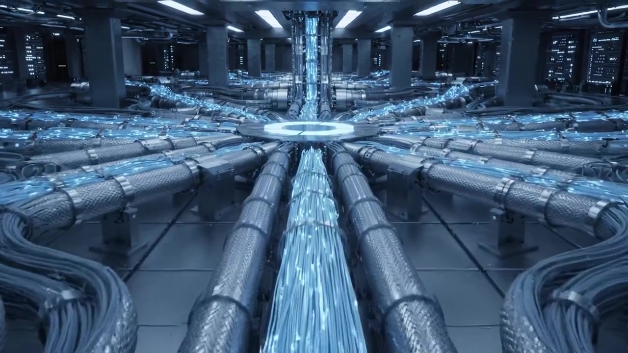 Futuristic Industrial Facility with Complex Machinery and Advanced Technology in a Dimly Lit Environment Highlighting Innovative Engineering and Design Concepts