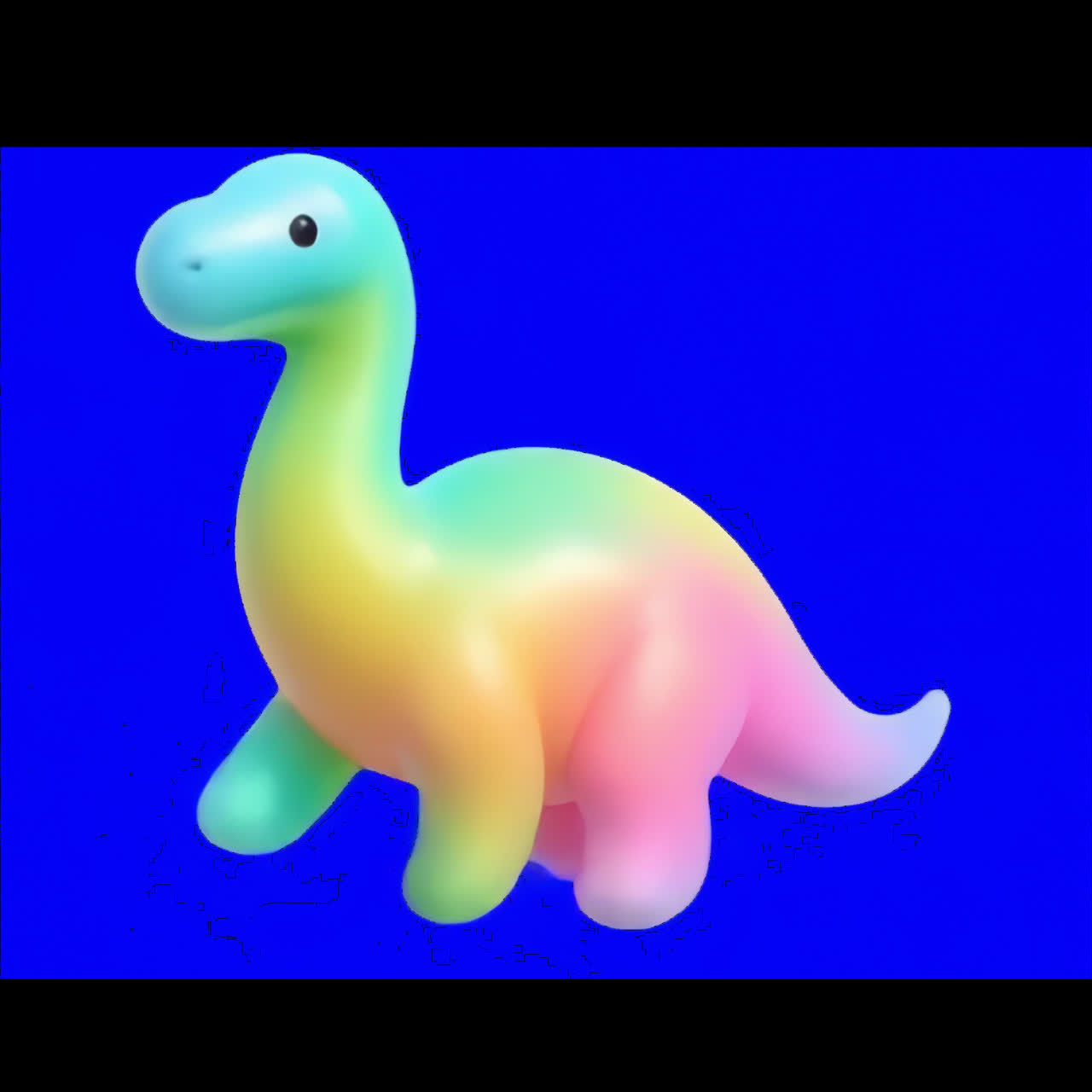 Colorful dinosaur toy animation isolated asset, transparent 4K video, alpha channel, ProRes 4444