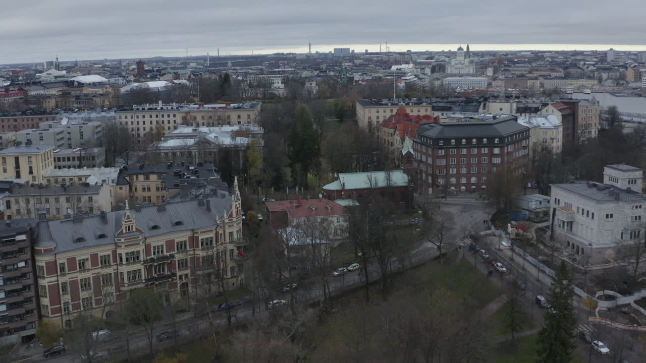 vista aérea de drones de la ciudad de helsinki