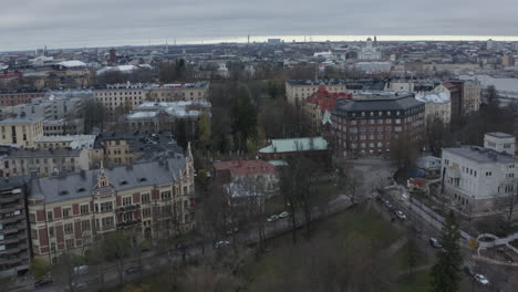 aerial drone view of helsinki city