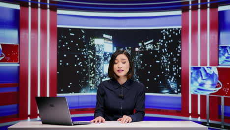 Asian-news-anchor-hosting-live-broadcast