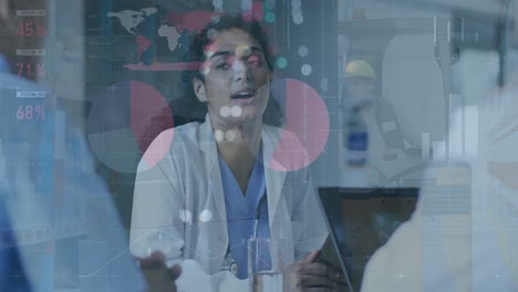 animación del procesamiento de datos financieros sobre diversos médicos