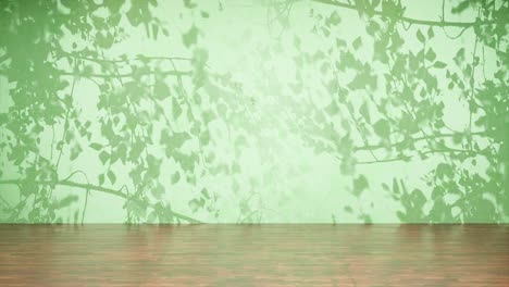 wooden pedestal with shadowy foliage backdrop green