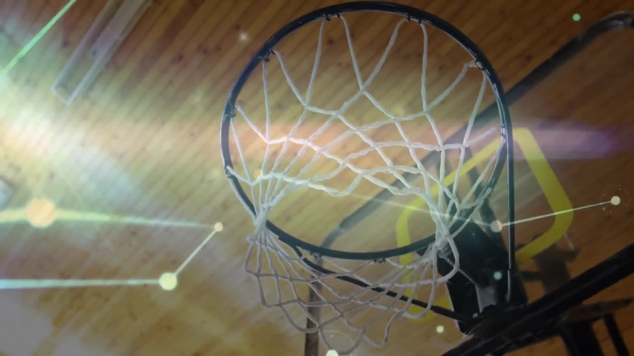 animación de un túnel brillante sobre un hombre y una mujer haciendo ejercicio