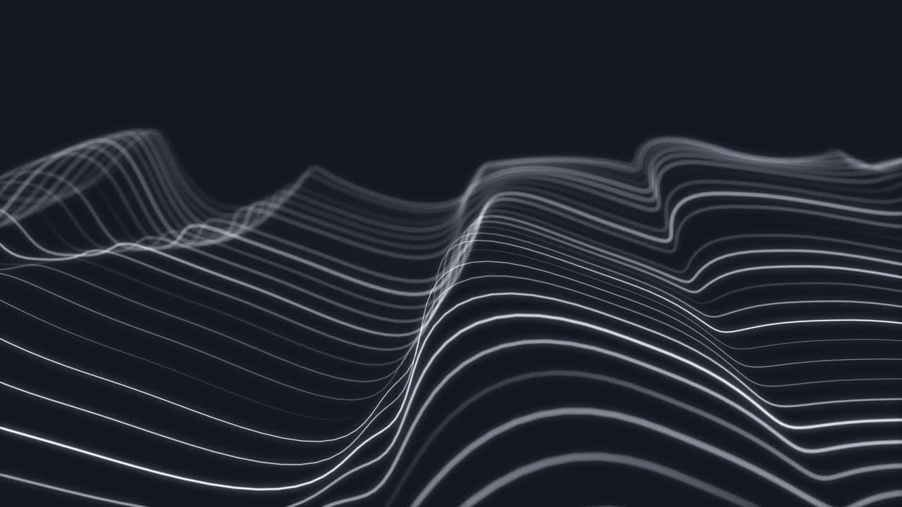 Dynamic wave. Digital technology background. Big data visualization. Science background. 3d rendering. Seamless loop. 4k