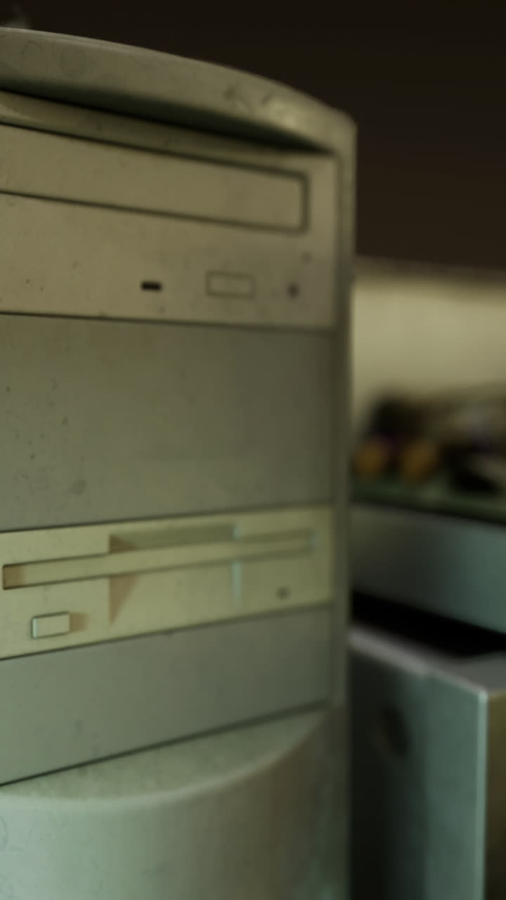 Exploring a retro computer and vintage audio equipment in a dimly lit room