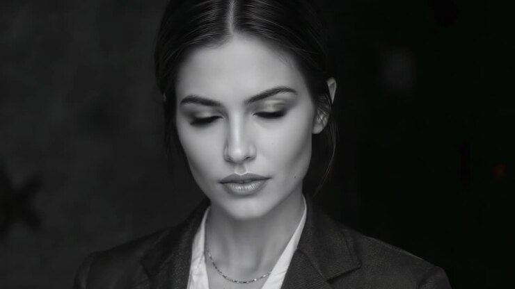 単色の女性の肖像画