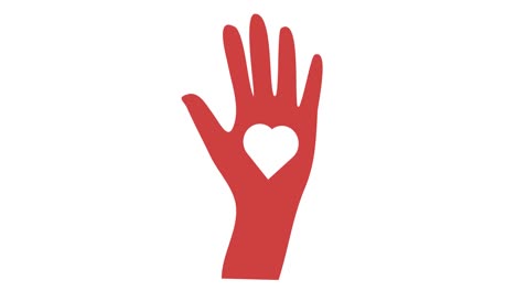 Animation-of-hand-with-heart-icon-over-white-background