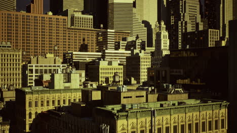 vibrant urban skyline showcasing diverse architecture at sunset