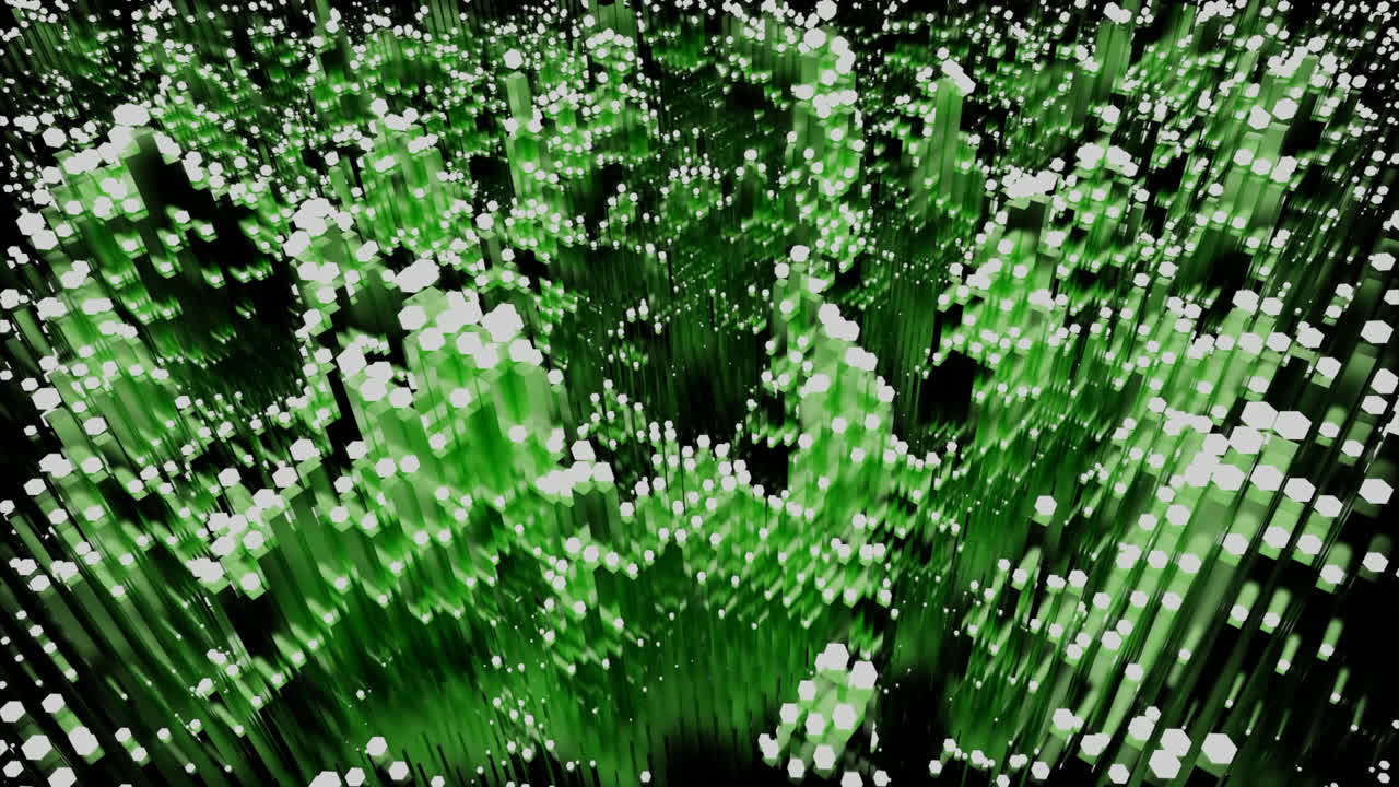 абстрактный геометрический рисунок зеленых кубов и шестиугольников