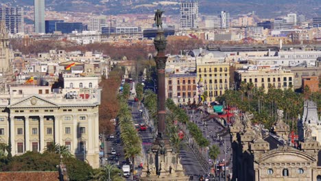 barcelona day time columbus monument traffic street 4k spain