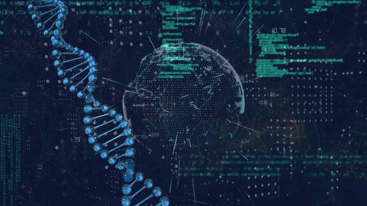 Animation of dna strand spinning and medical data processing