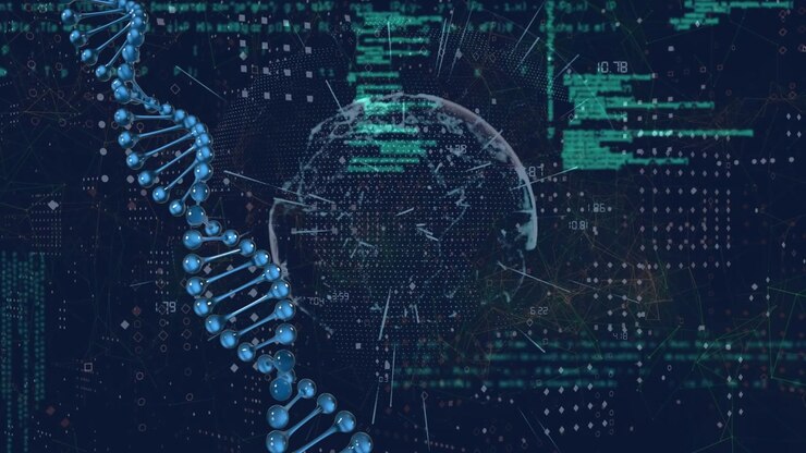 Animation of dna strand spinning and medical data processing