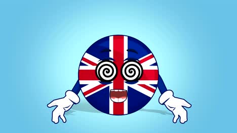 cartoon great britain united kingdom be under hypnosis with face animation with alpha matte