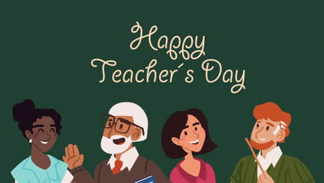 happy teachers day lettering with people