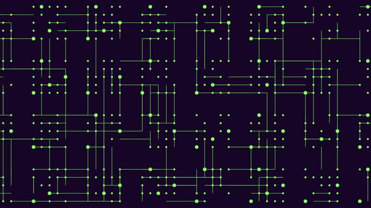 Connected small dots and lines on dark space