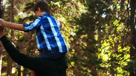 padre e hijo mirando la naturaleza en el parque