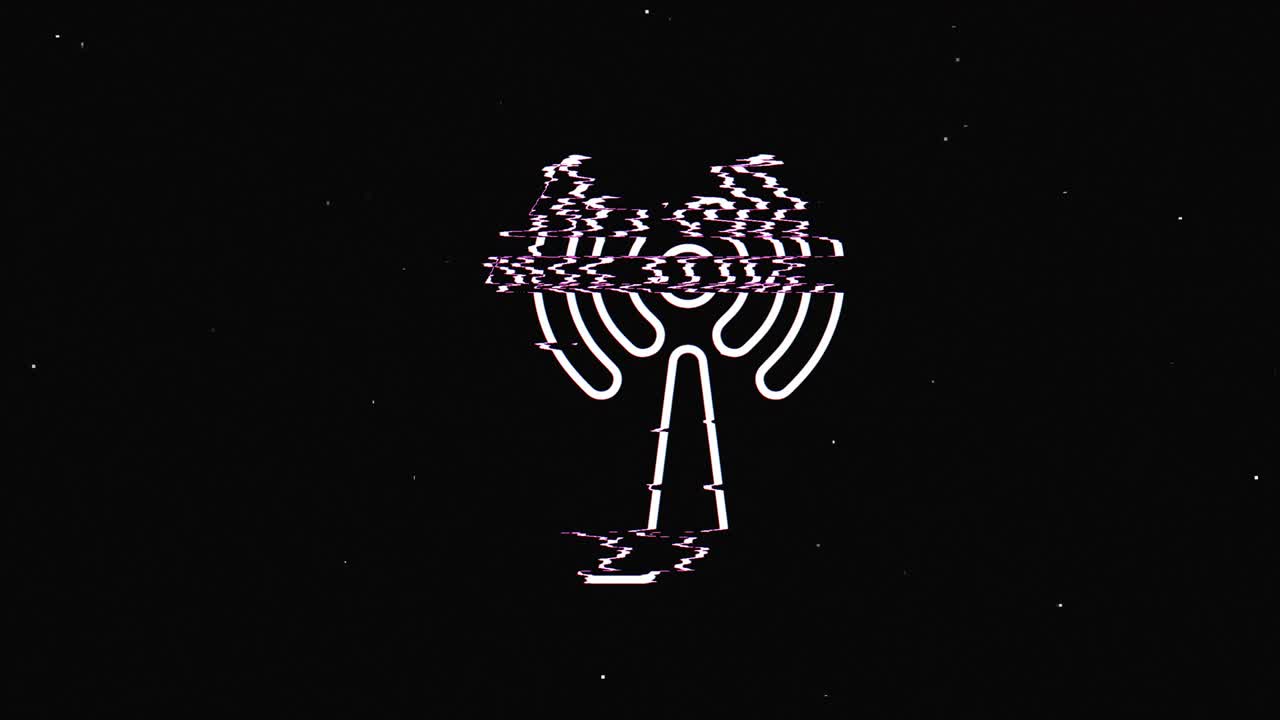 디지털 오래된 tv 스크린에 줄 hud 홀로그래픽 기호: 시엄리스 루프 글리치 애니메이션, 심장, 역동적인 레트로 및 즐거운, 다채롭고 빈티지 비디오 영상.