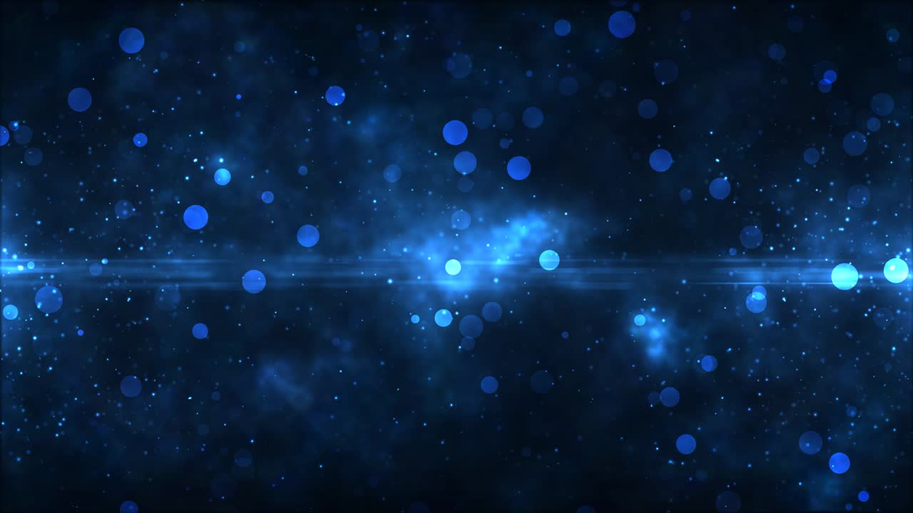 파란색 보케와 먼지 입자, 광선, 추상적인 애니메이션 배경, 4k 루프 가능한 비디오